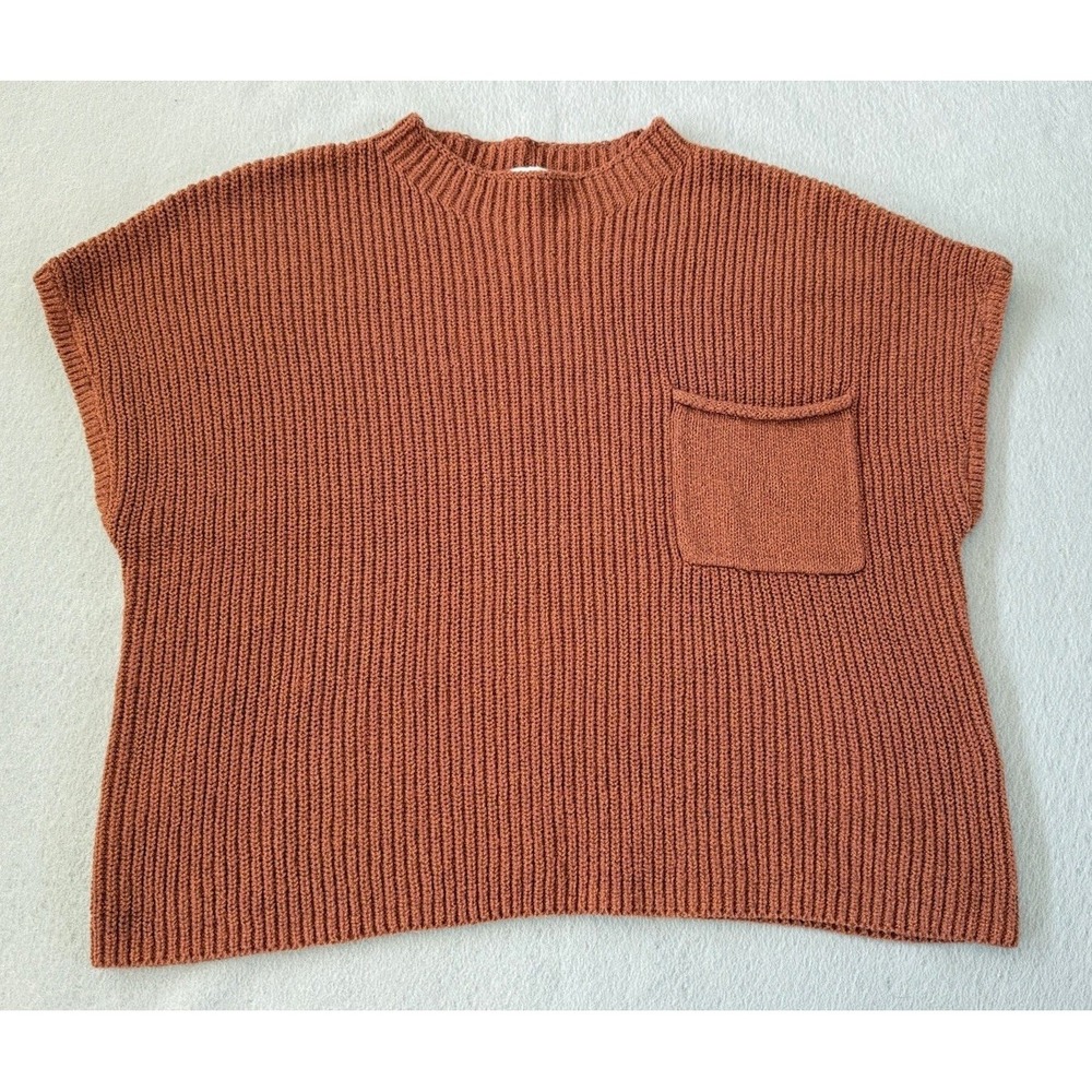 Free People Freya Mock Neck Shortsleeve Sweater knit Rust Orange Large